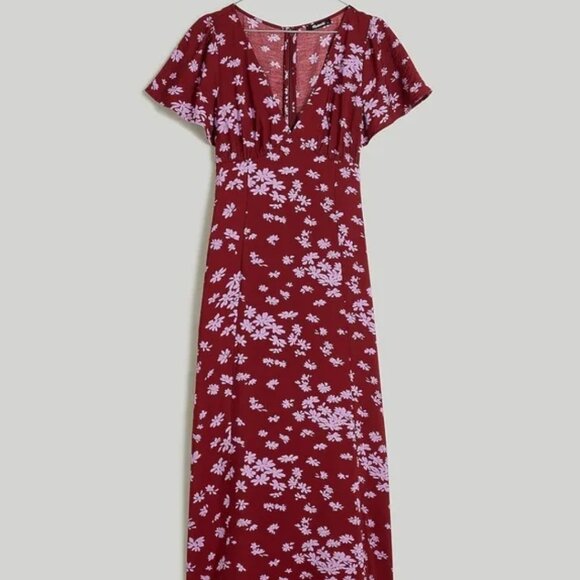 Sz 4 Dark Purple Floral Madewell Dress - Picture 2 of 4